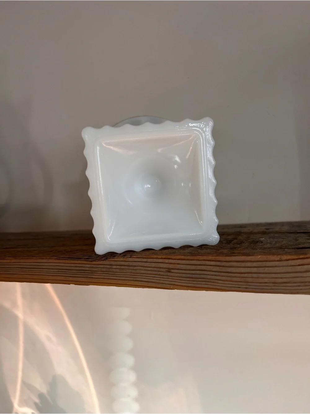 Milk glass pedestal planter vase